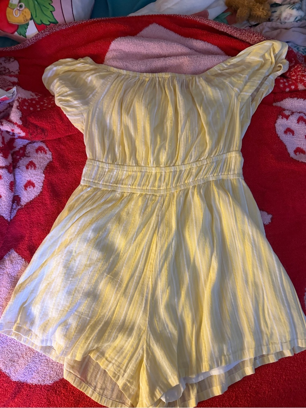 American Eagle Outfitters Yellow Off-Shoulder Romper